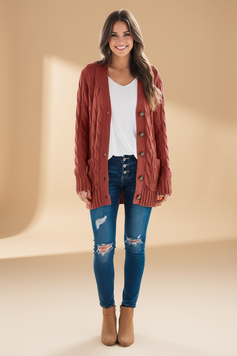 Lang vest met V-hals