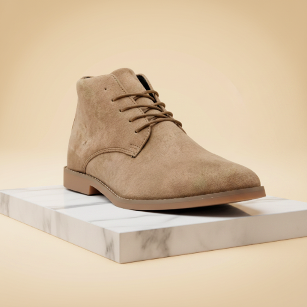 Desert boots in vegan suède-look met vetersluiting