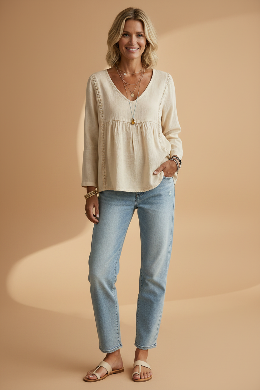 Oversized shirt met twee creatieve verticale siernaden
