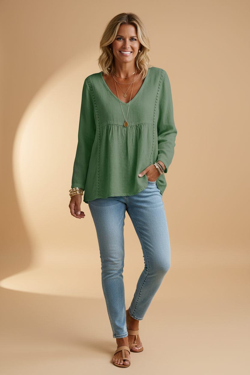 Oversized shirt met twee creatieve verticale siernaden