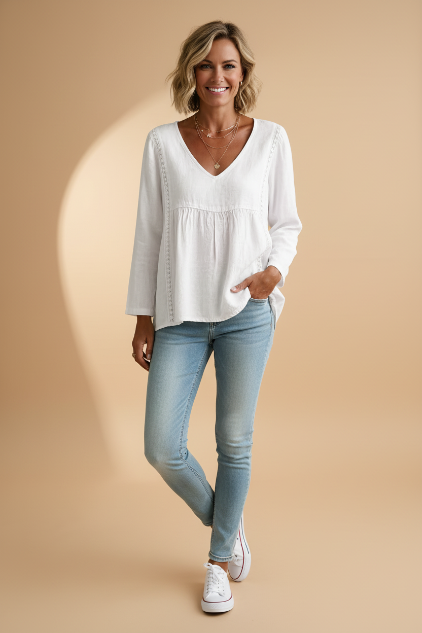 Oversized shirt met twee creatieve verticale siernaden