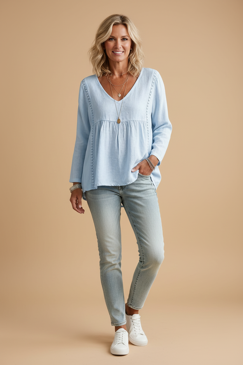 Oversized shirt met twee creatieve verticale siernaden