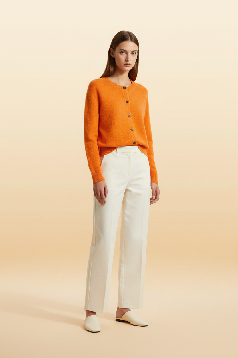 Gezellig vest met ronde hals en nette knoopsluiting