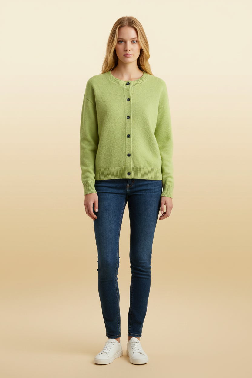 Gezellig vest met ronde hals en nette knoopsluiting