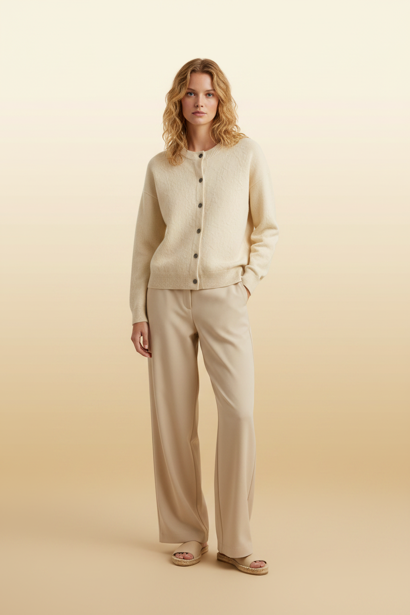 Gezellig vest met ronde hals en nette knoopsluiting