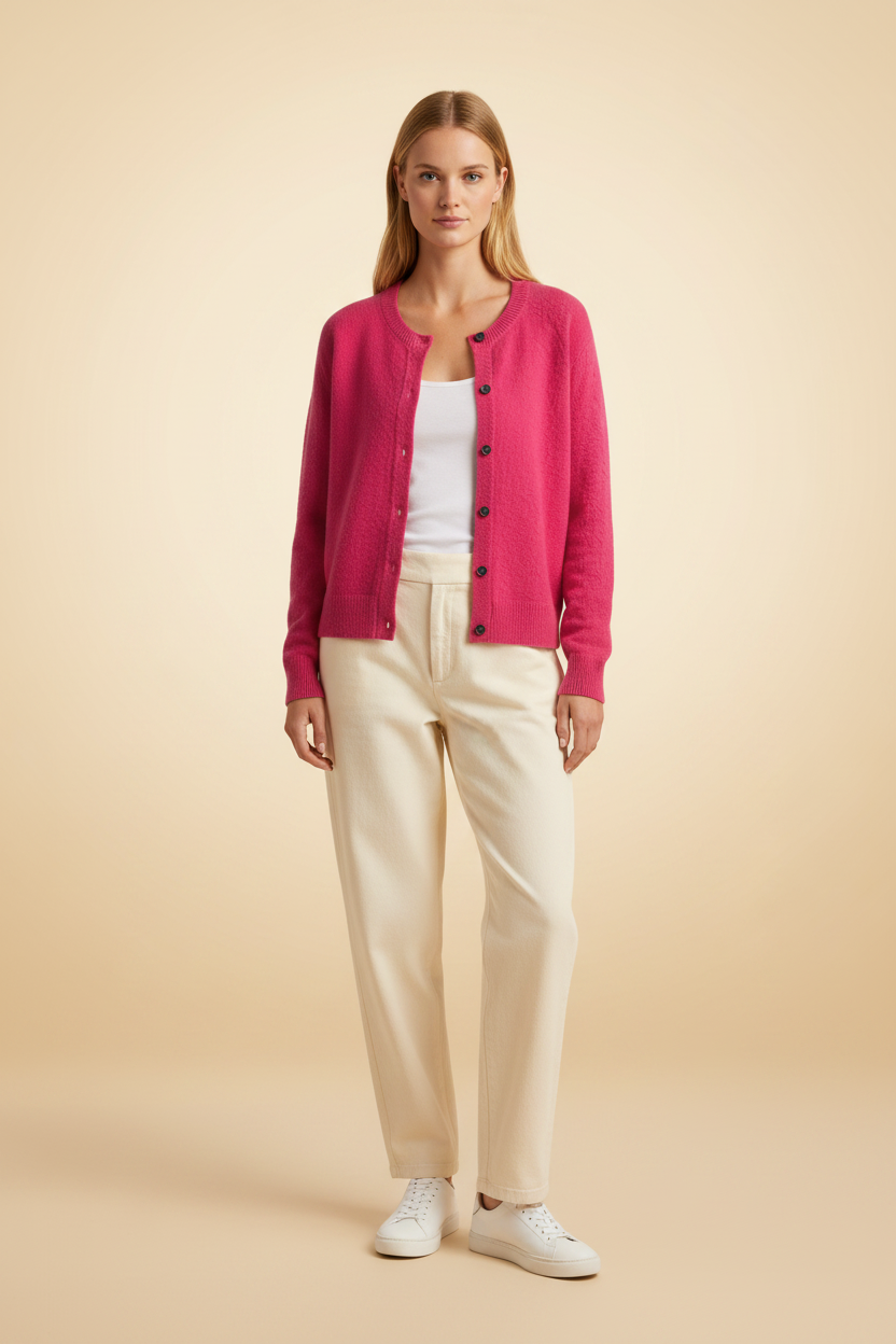 Gezellig vest met ronde hals en nette knoopsluiting