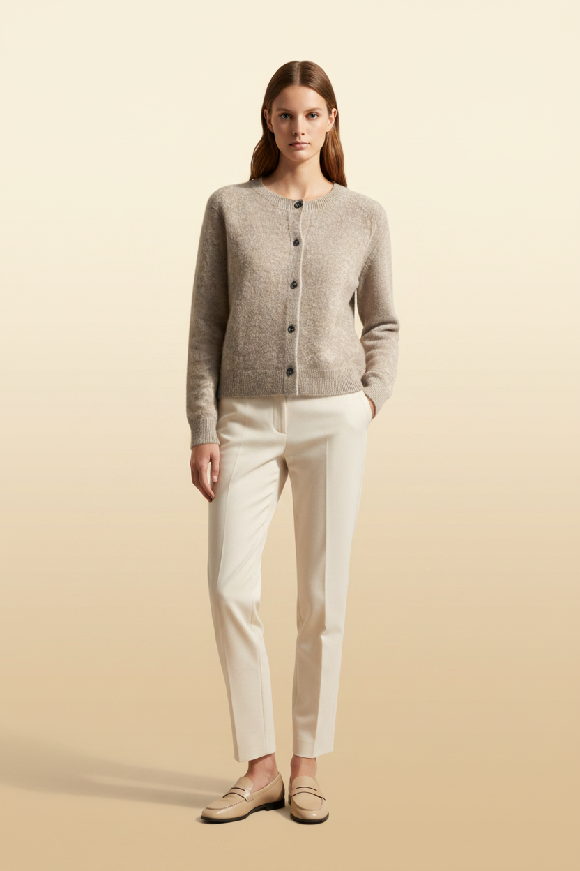 Gezellig vest met ronde hals en nette knoopsluiting