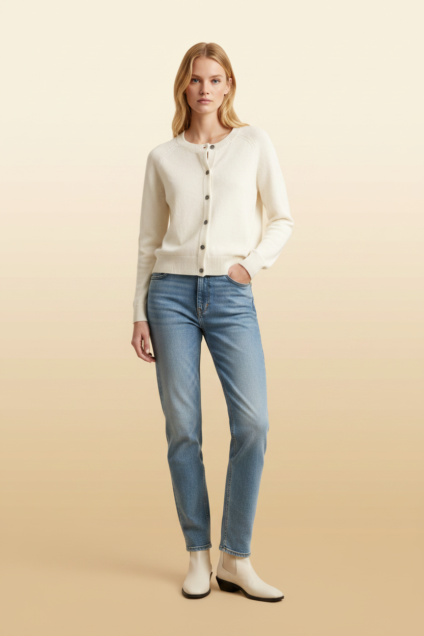 Gezellig vest met ronde hals en nette knoopsluiting