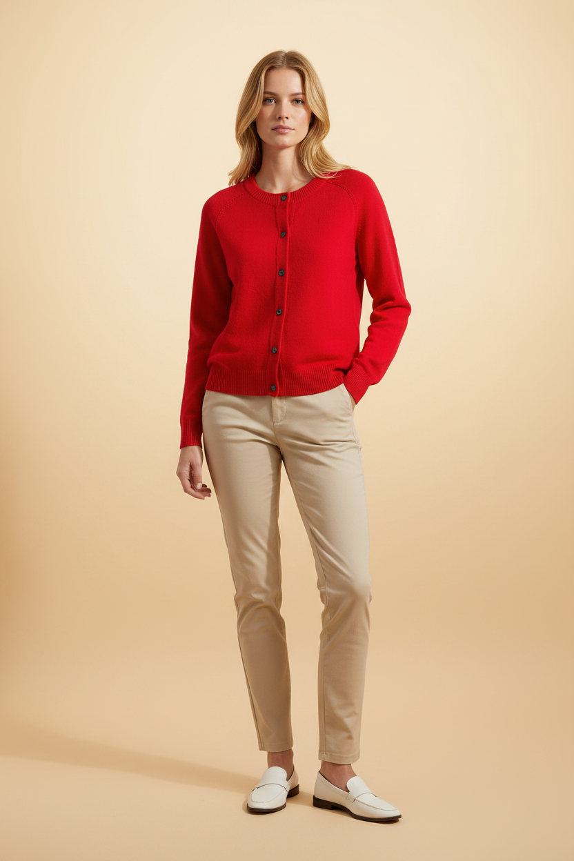 Gezellig vest met ronde hals en nette knoopsluiting