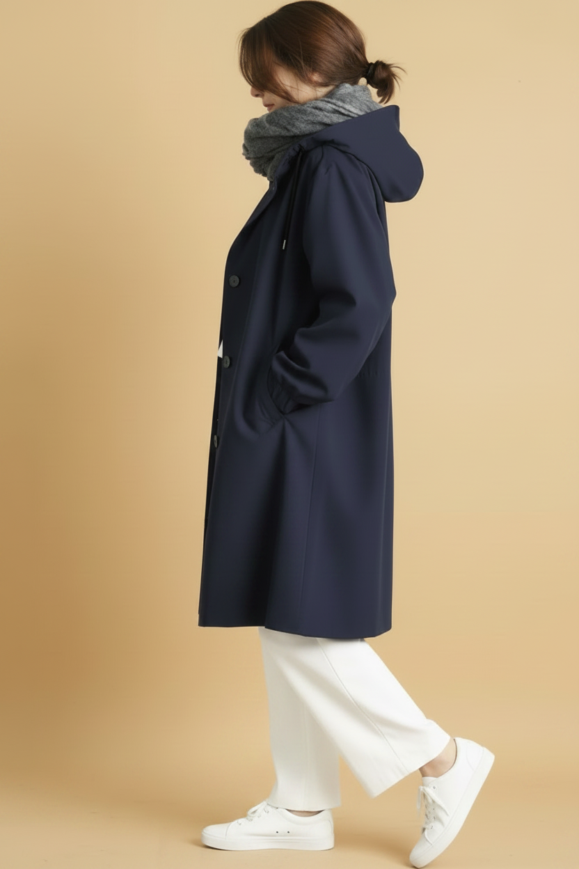 Ruime, knielange trenchcoat met knoopsluiting
