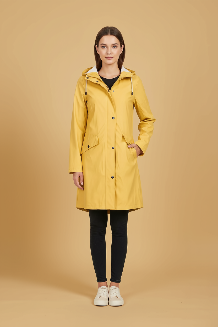 Trenchcoat met capuchon en halflange pasvorm