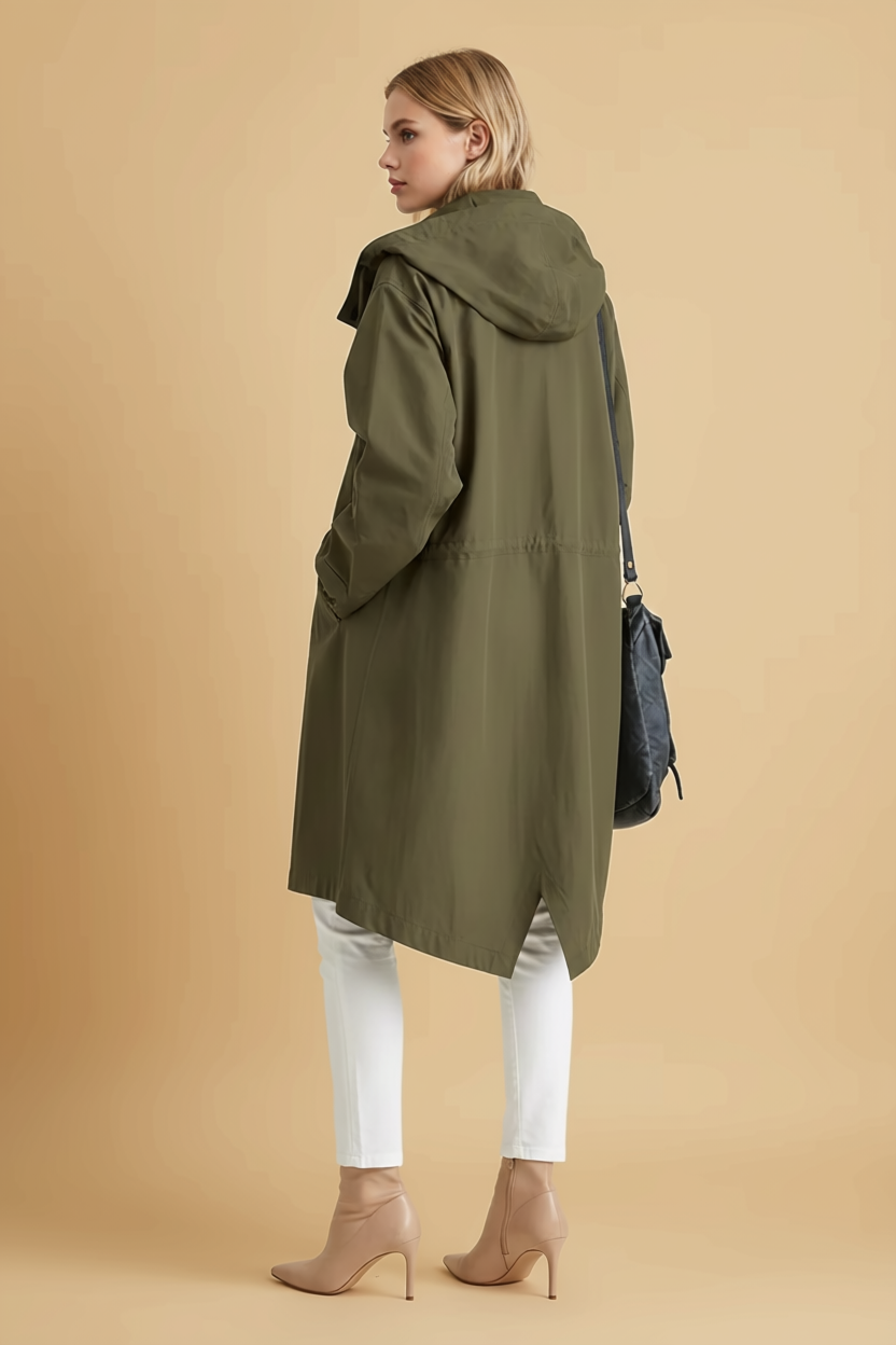 Ruime, knielange trenchcoat met knoopsluiting