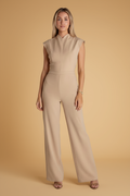 Mouwloze jumpsuit met kelkkraag en wijde pijpen