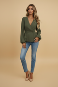 Creatieve, moderne blazer met V-hals en pofmouwen